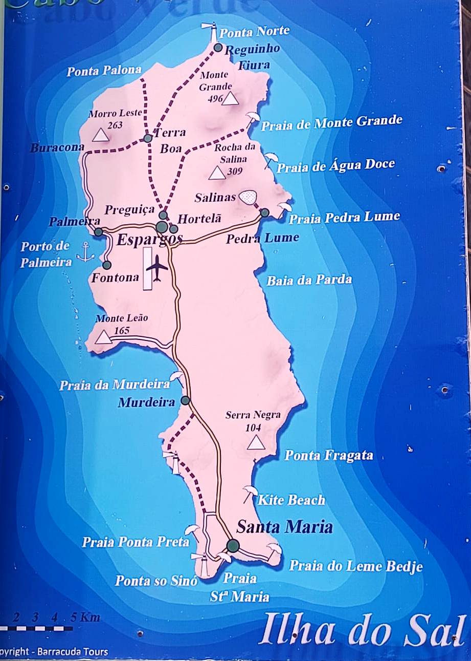 Mapa simplificado da Ilha do Sal.
