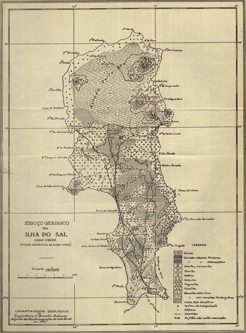Mapa Geológico da Ilha do Sal - 1932 -J. Bacelar Bebiano