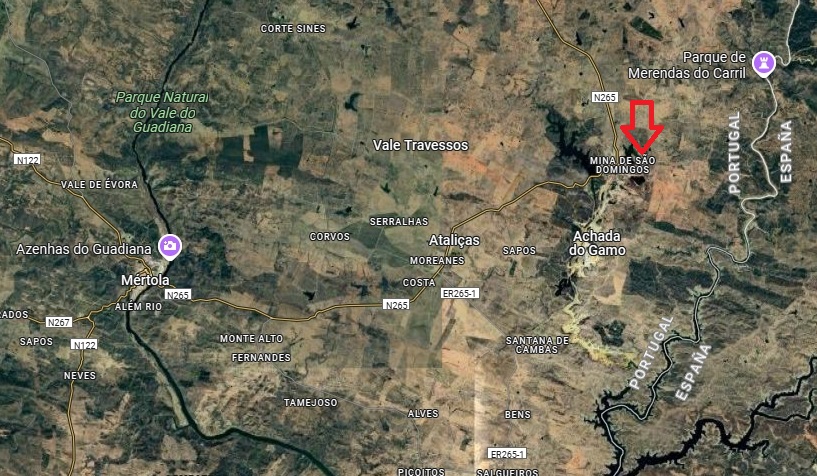 Localização da mina por satélite