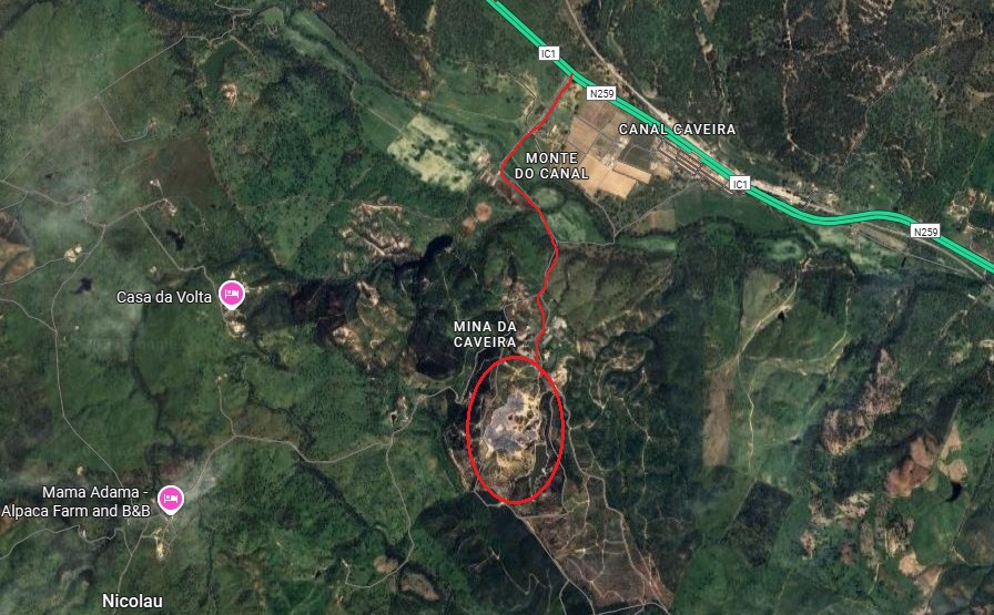 Localização da mina por satélite