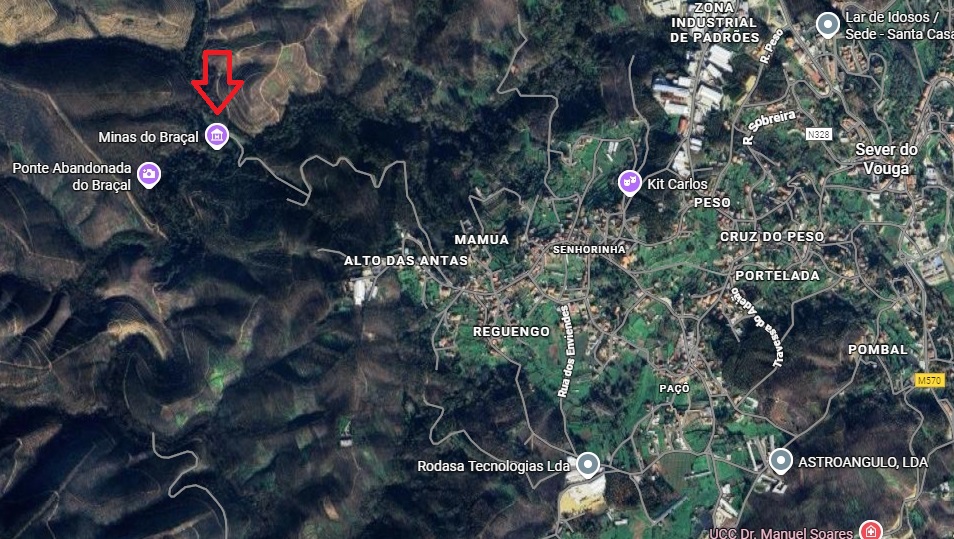 Localização da mina por satélite